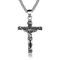 cross pendant necklace for women men stainless steel inri crucifix jesus jewelry gift