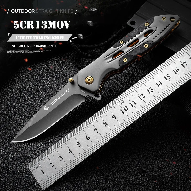 

Hysenss 5CR13MOV Stainless Blade All Steel and G10 Anti Slip Handle Folding Knife Hunting Military Tactical Edc Tool Jackknife