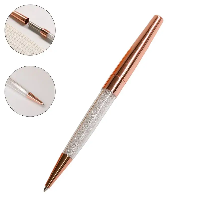 

12Pcs/Lot Rose Gold /Silver Pen Diamond Pens Fine Black Ink Crystal Ballpoint Pen Ring Wedding Office Metal Roller Ball Pen Gift