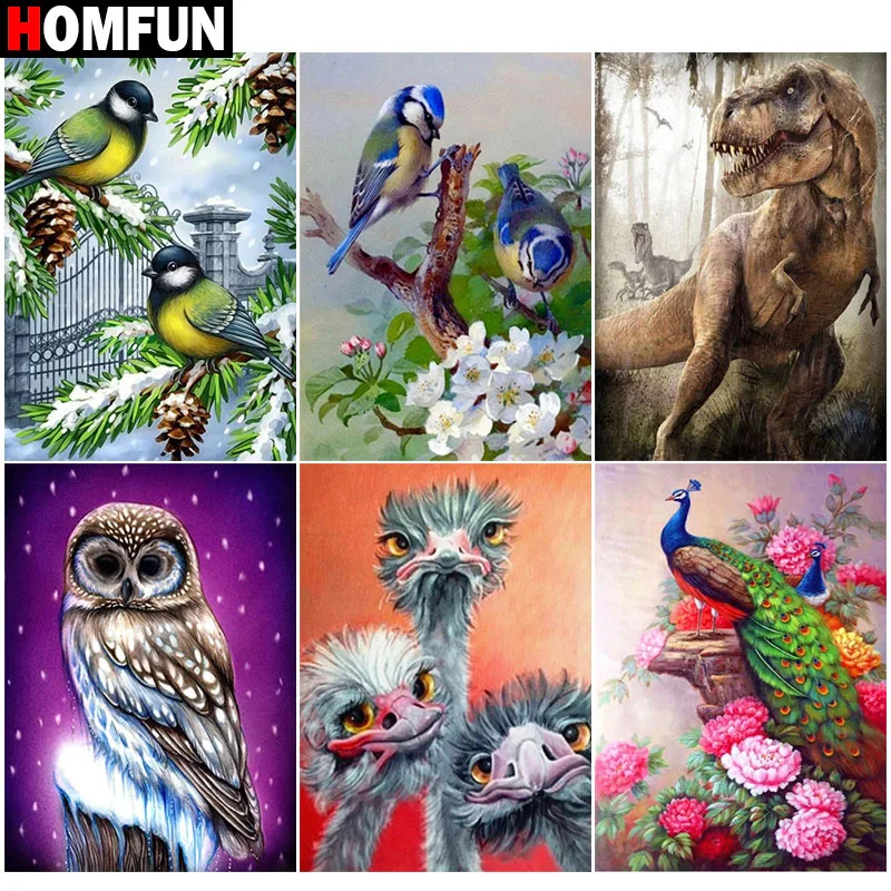 Алмазная 5d картина HOMFUN полноразмерная/круглая Птица страуса динозавра вышивка