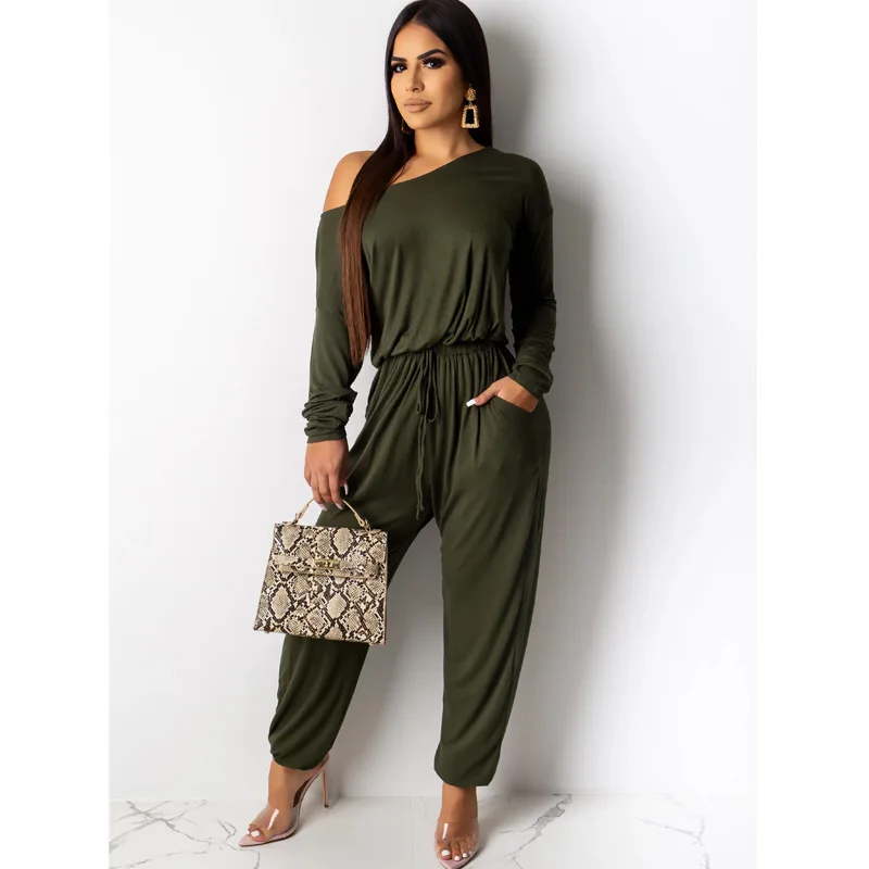 Женский Повседневный комбинезон с длинным рукавом свободный Зимний размеры S M L XL