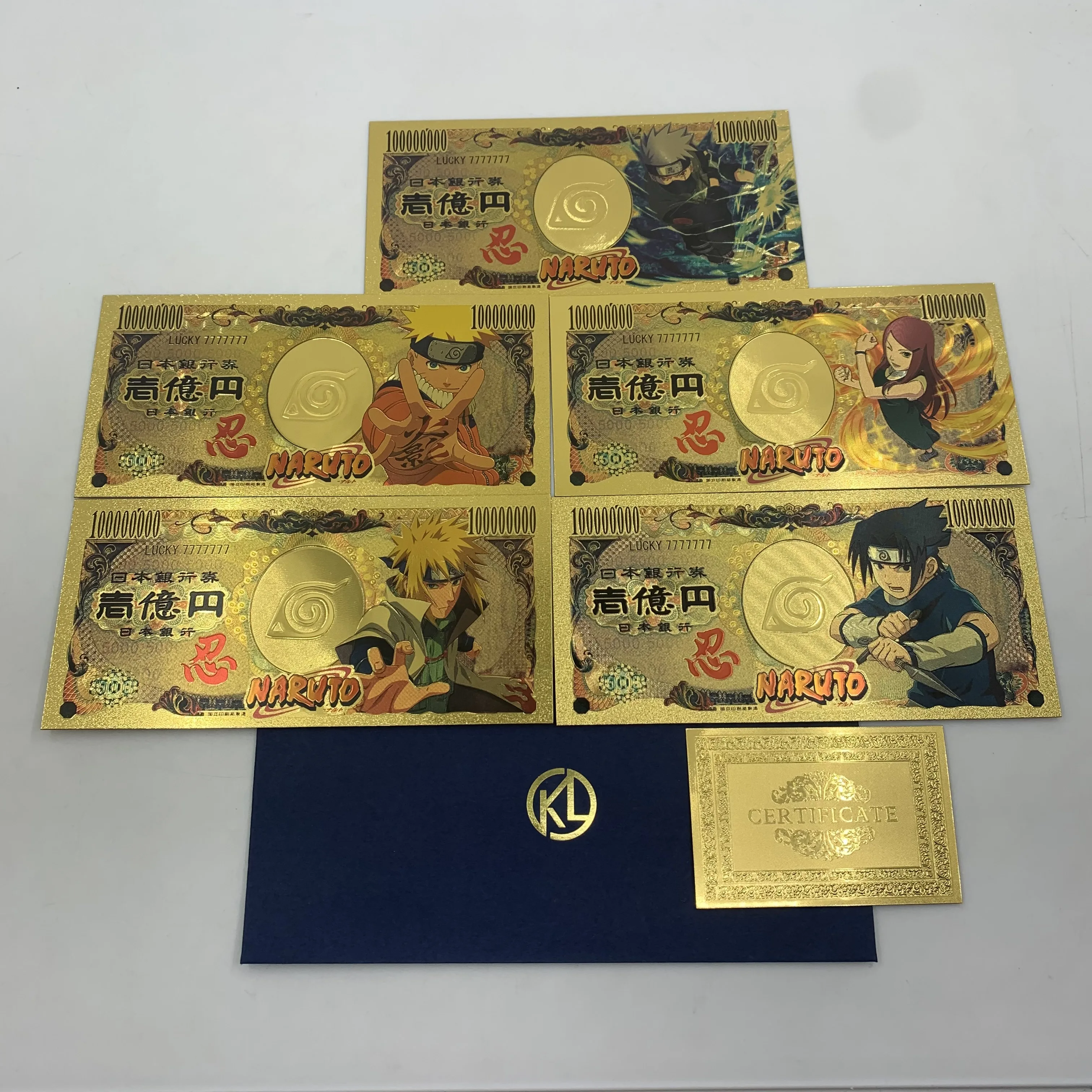 Japanese Anime Namikaze-Sasuke-NARUTOo Yen playing cards Gold plastic Banknote for classic manga childhood memory Collection | Дом и сад