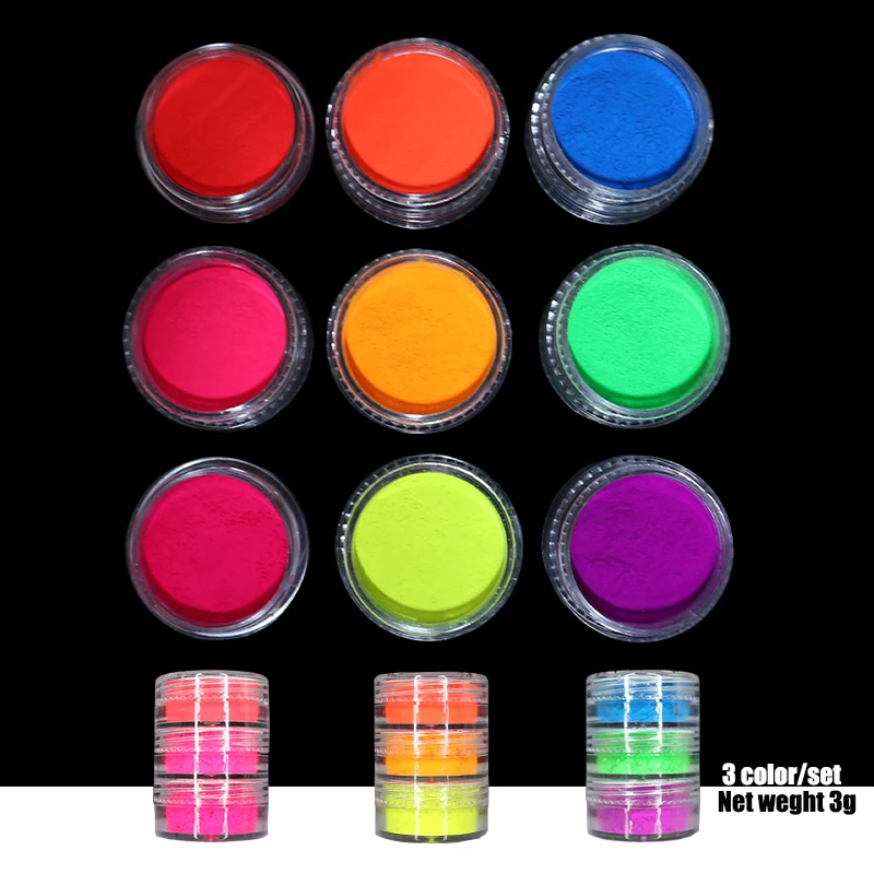 

Neon Pigment Powder Fluorescent Nail Glitter Set Shinny Ombre Chrome Dust DIY Gel Polish Manicure For Nails Art Decoration