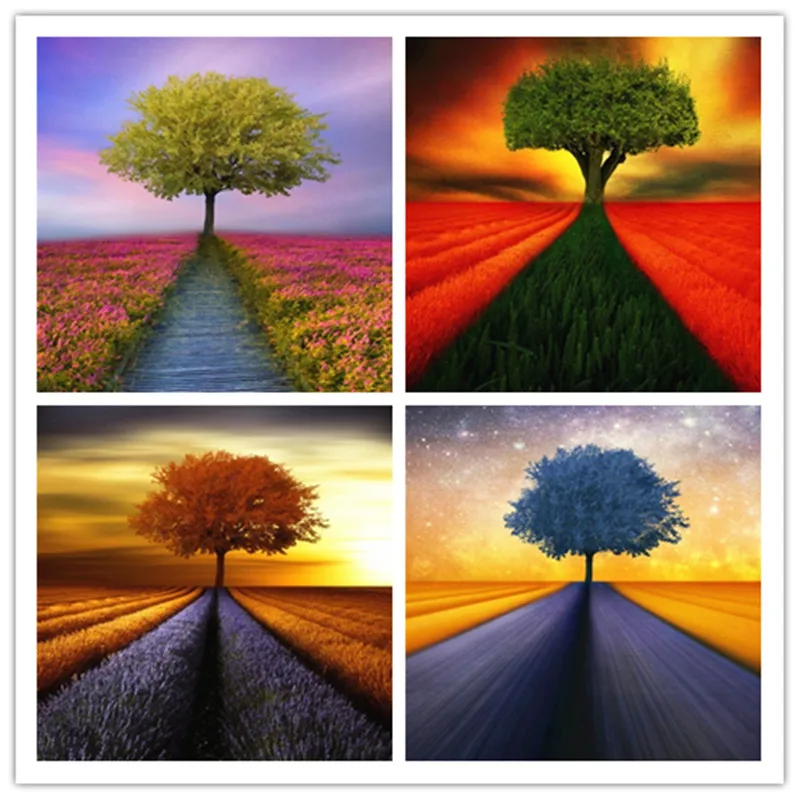 DIY пейзаж алмазной живописью сезон изображение полного бриллианта Вышивка