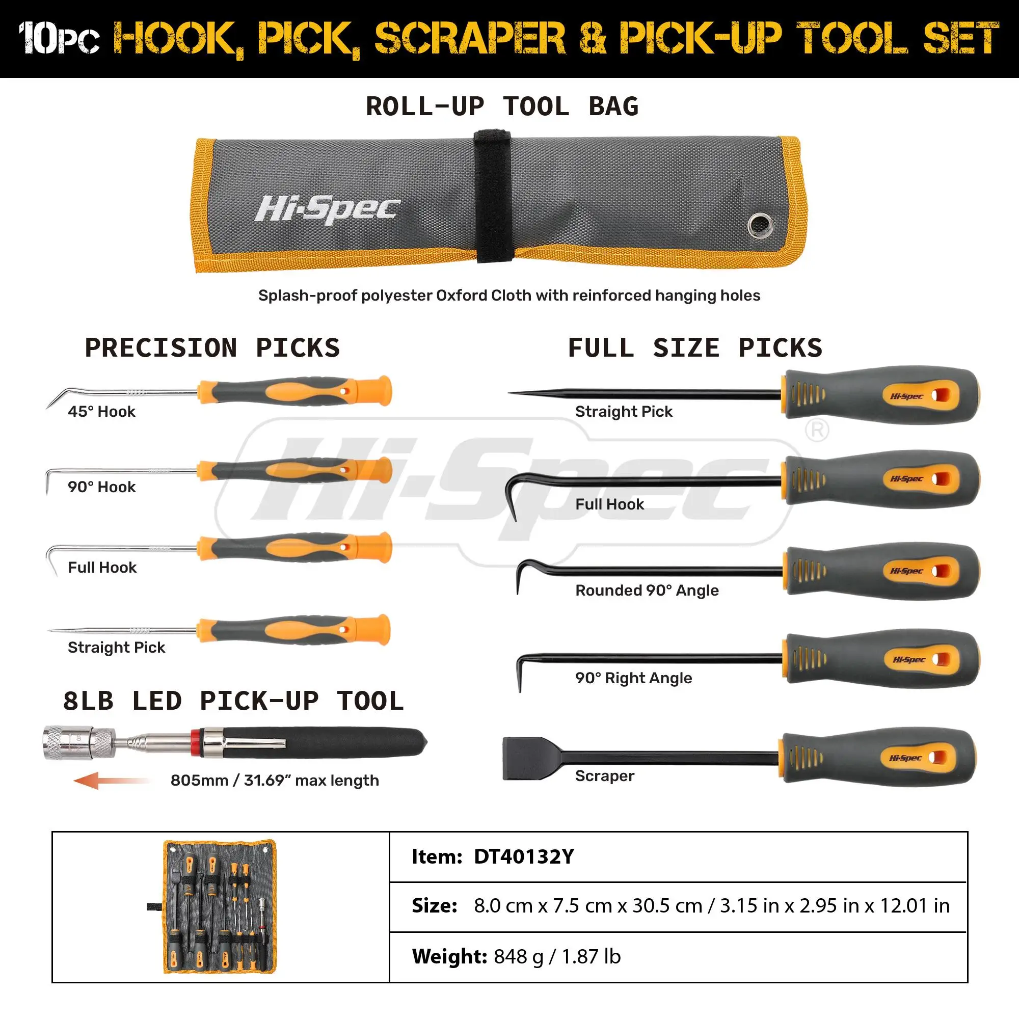 Hi-Spec 10pcs/ Set Car Pick And Hook Auto Remover Tool Automotive O Ring Oil Seal Gasket Puller Craft Hand | Инструменты
