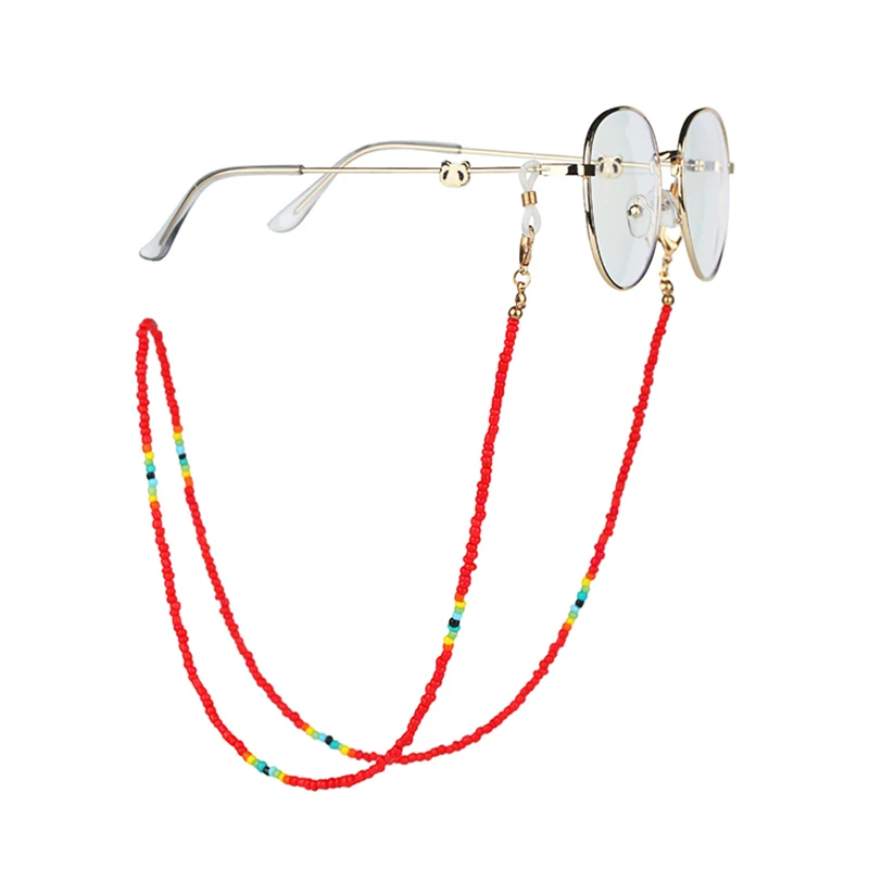 

2021 Handmade Chic Fashion Mixed Color Rice Bead Glasses Chain Eyeglass Rope Mask Chain Holder Accessary Mask Lanyard Women