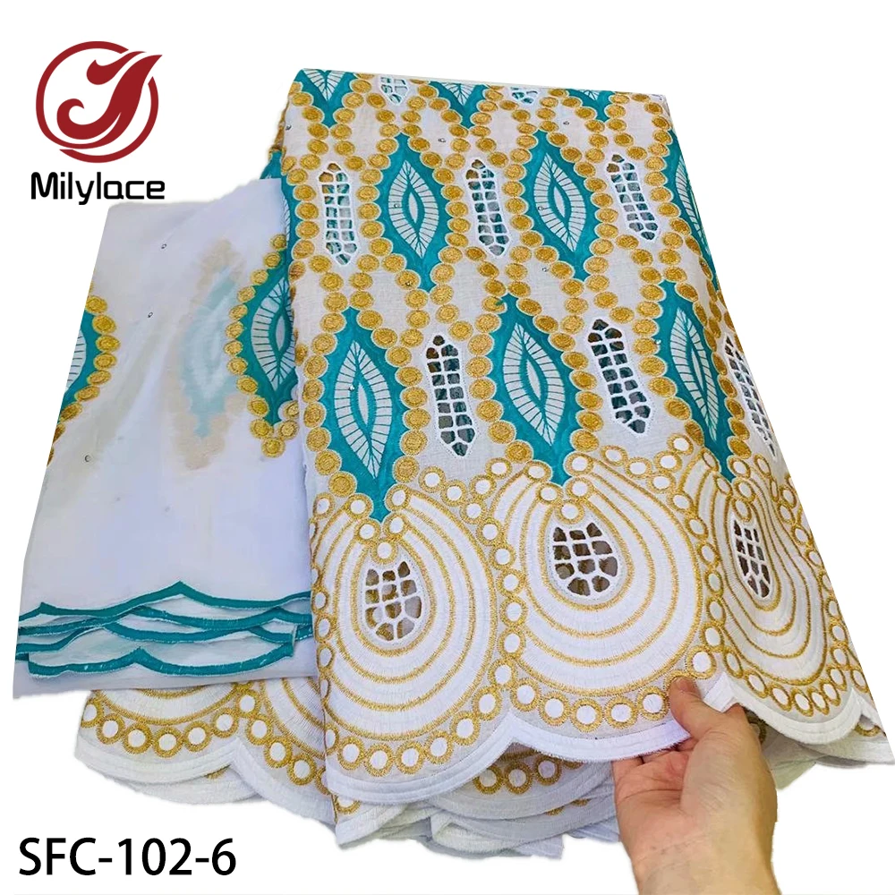 

5+2Yards/Lot Swiss Lace Fabric 2020 Embroidery African Lace Fabrics 100% Cotton Fabric Swiss Voile Lace for Dress SFC-102