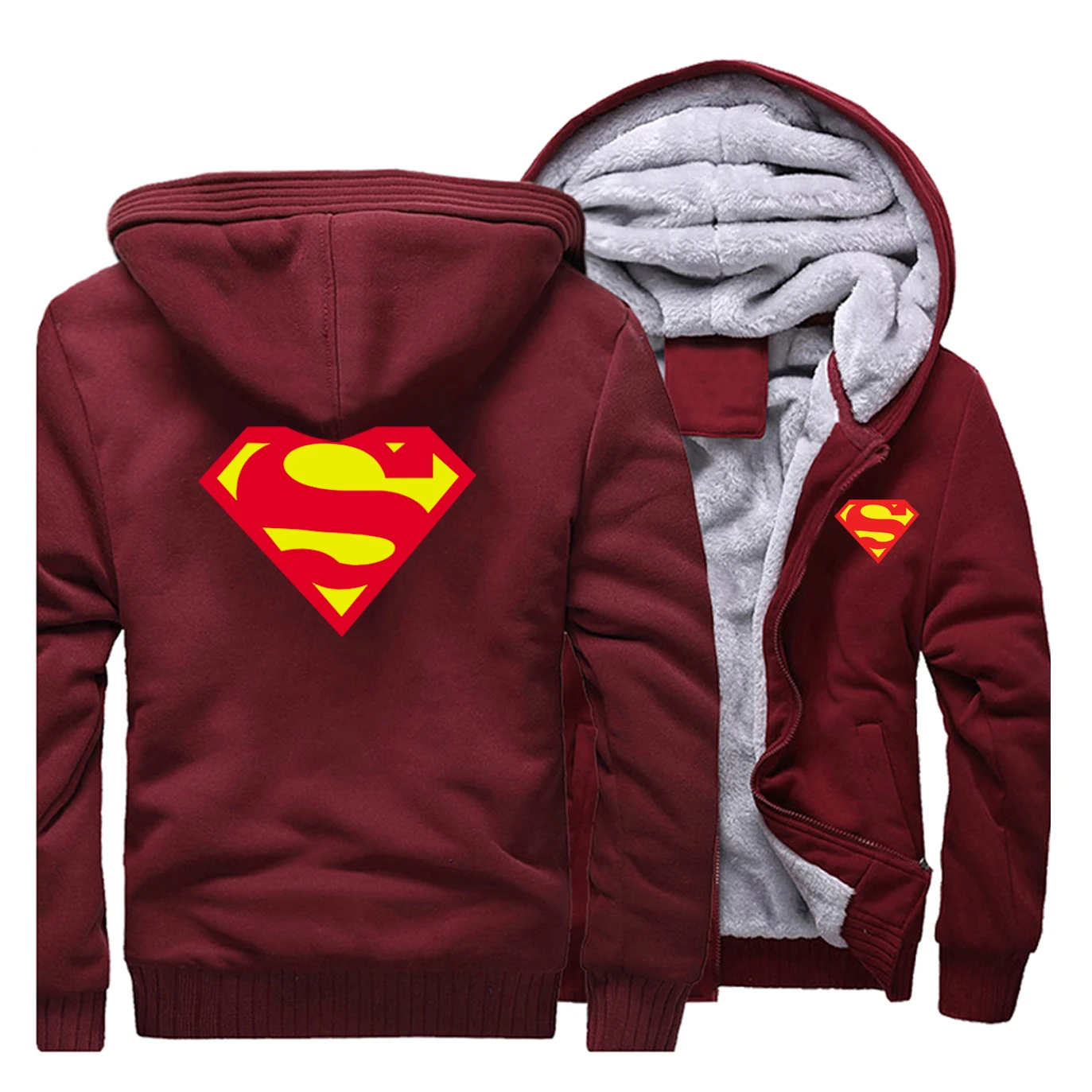 Супермен Кларк Кент куртка толстовка мужская Супермен толстовки на молнии зимние толстые флисовые пальто куртки спортивная одежда Черный уличная одежда