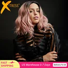 Парики для женщин, X-TRESS, Омбре, розовый, натуральные волнистые, синтетические, кружевные, передние, парики для женщин, черные, светлые, длина плеча, Боб, парики для шнурка, термостойкие