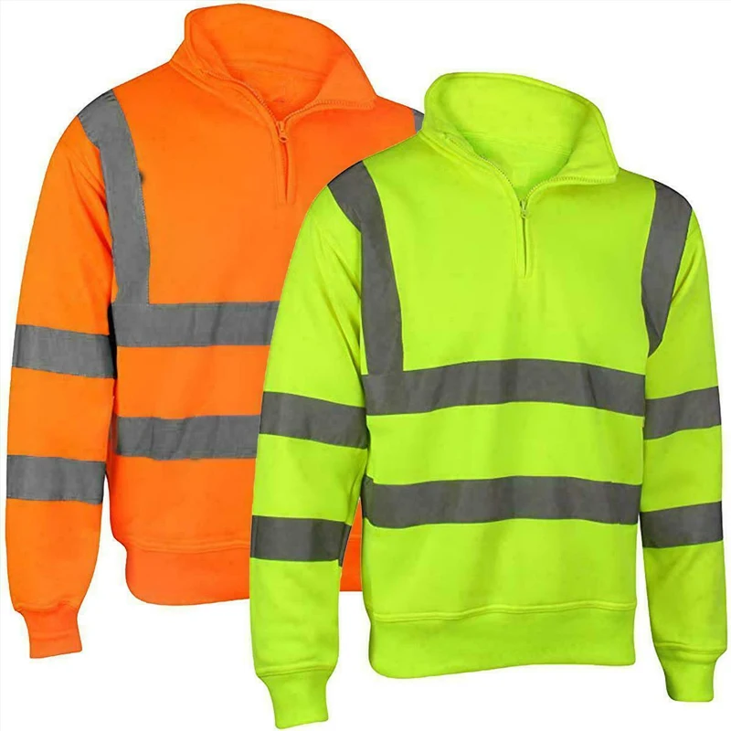 

Men Road Work High Visibility Outwear Travel Outdoor Tracksuit Reflective Stripe Outwear Outdoor Cycling Clothing Pullover