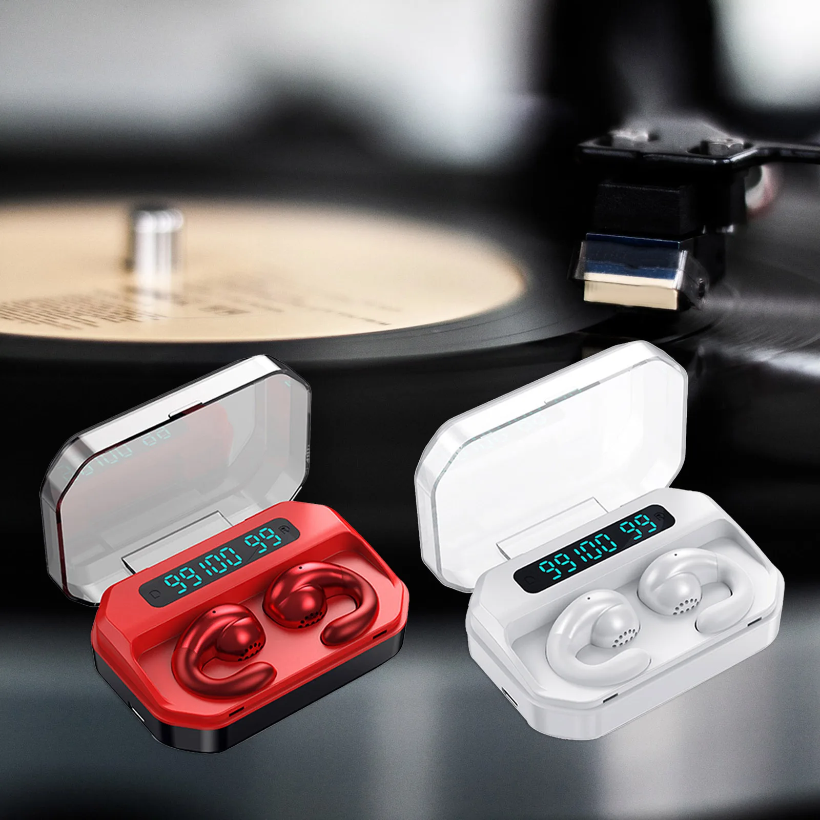 

Наушники-вкладыши Bluetooth 5,1, Hi-Fi стерео наушники с зажимом для ушей и зарядным футляром, беспроводные легкие наушники для тренировок, объемный...