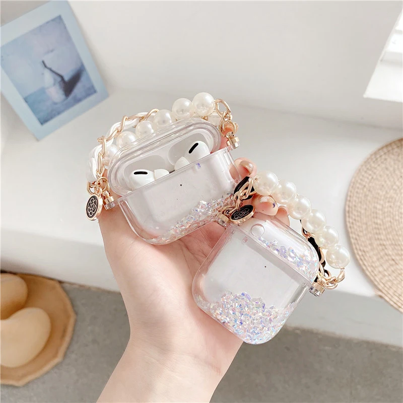 

Милый 3D чехол для наушников Airpods Pro 3, для беспроводных наушников Airpods 1, 2, 3, с блестками и жидкостью, с зыбучим песком, чехол со стразами, украше...