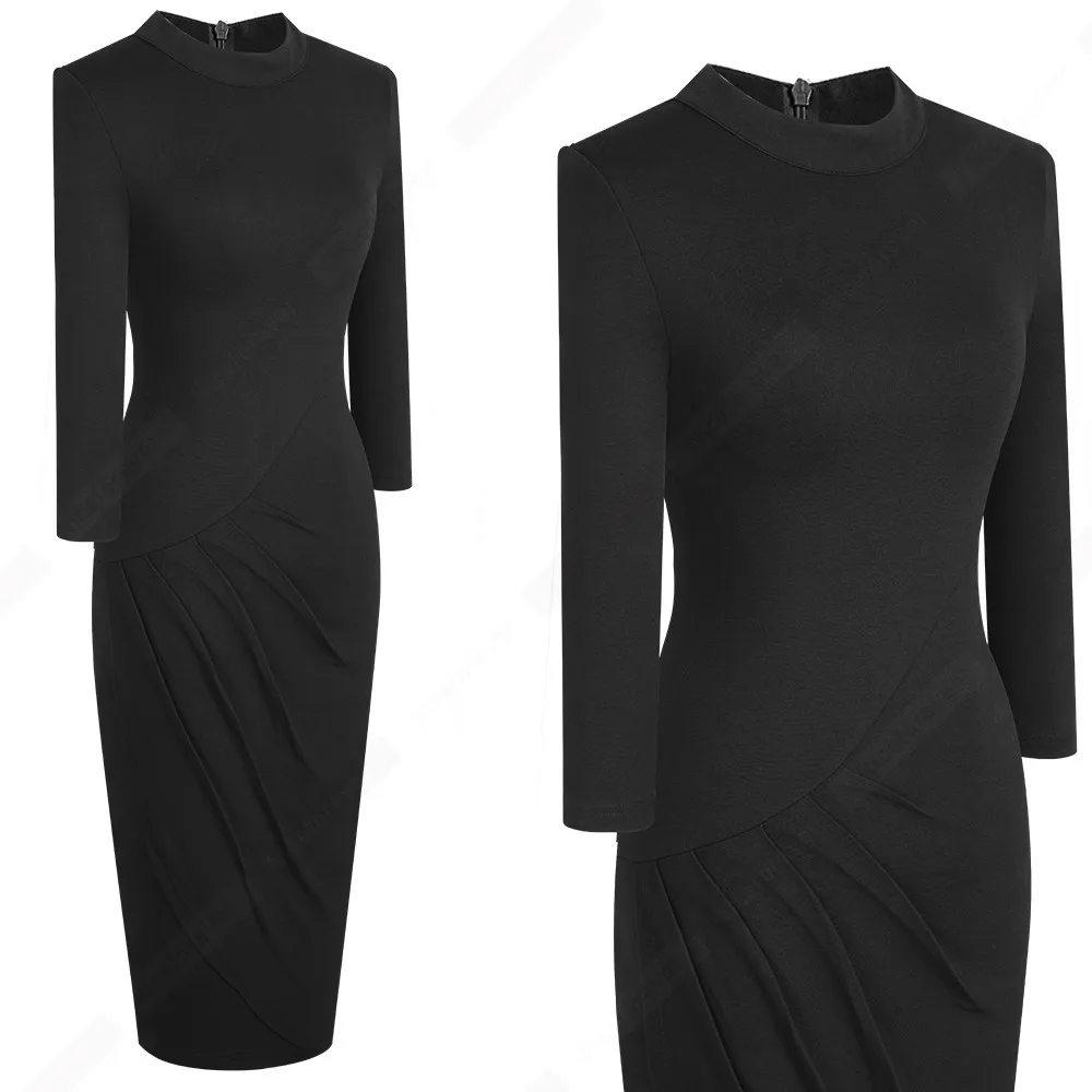 Женское короткое однотонное платье с круглым вырезом винтажное облегающее