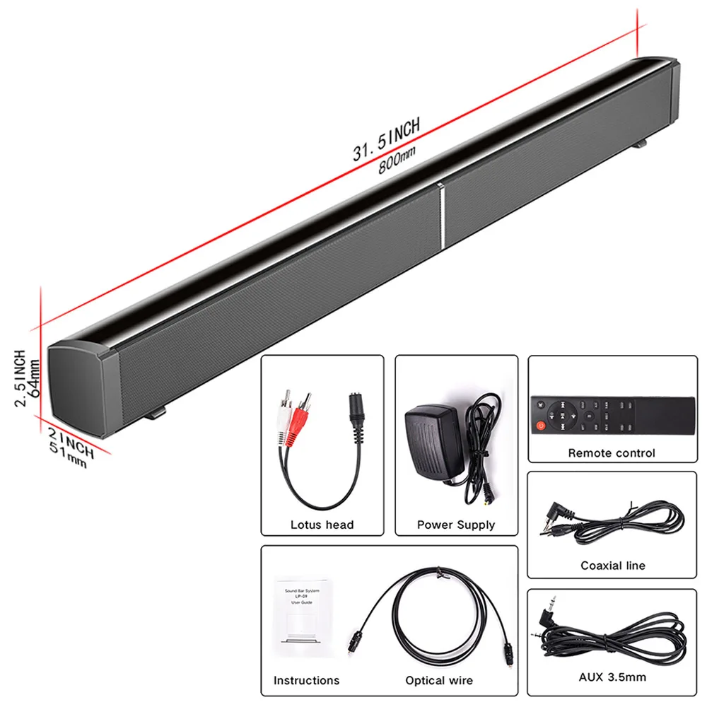 Портативный динамик звуковая панель Bluetooth BT 5 0 40 Вт сабвуферы 3D домашний