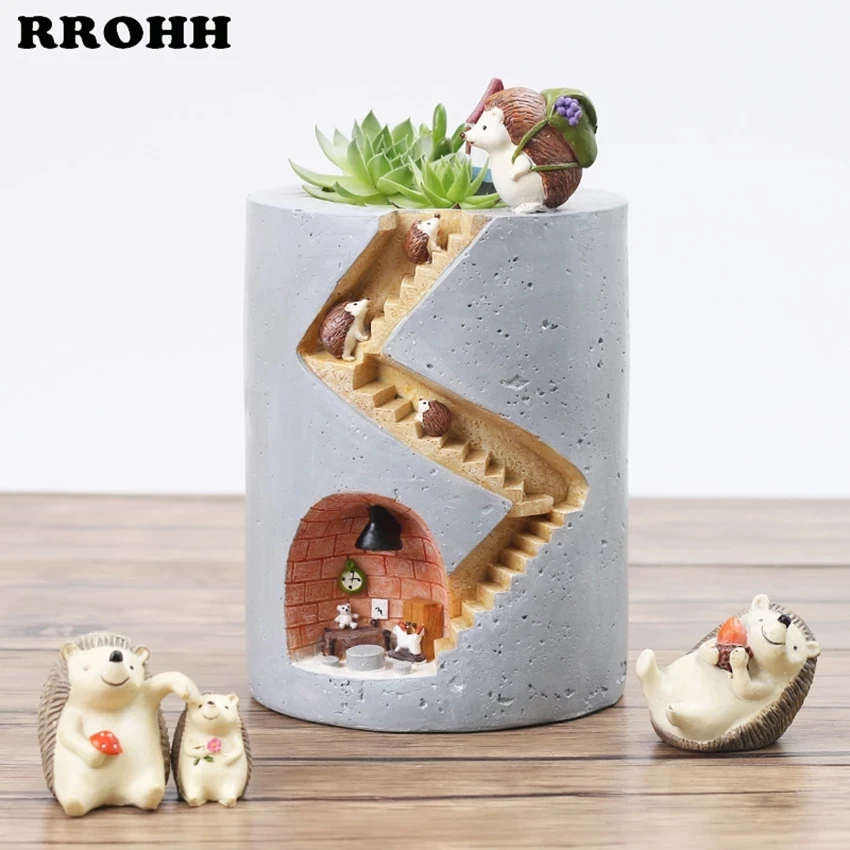 Креативный цветочный горшок с изображением животных из мультфильмов ежика для