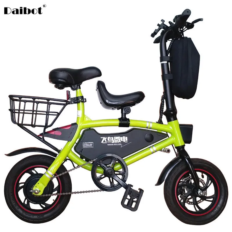 

Mini Electric Bike 12 Inch Electric Bicycles 36V 250W Portable Parent-child Electric Folding Bicycle With Basket eBike