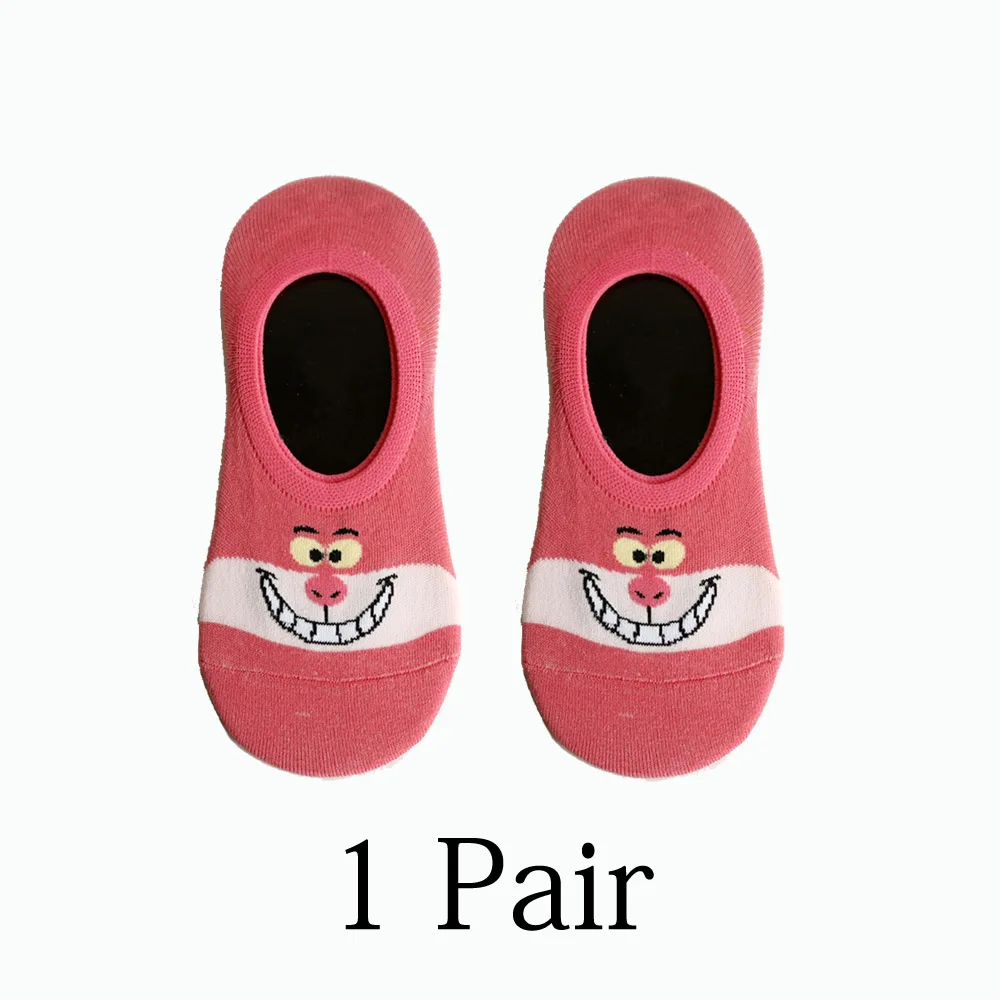 one pair 4 Для женщин носки в Корейском стиле летнее платье с милыми животными, Носки с рисунком медведя из мультика Мышь заниженные носки тонкие милые невидимые силиконовые Нескользящие носки-башмачки дропшиппинг - Цвет: one pair 4