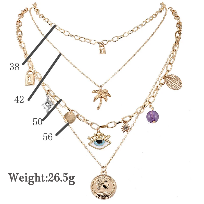 4 шт./компл. женские Колье Бохо Ретро кокосовое глаз звезда в виде геометрических