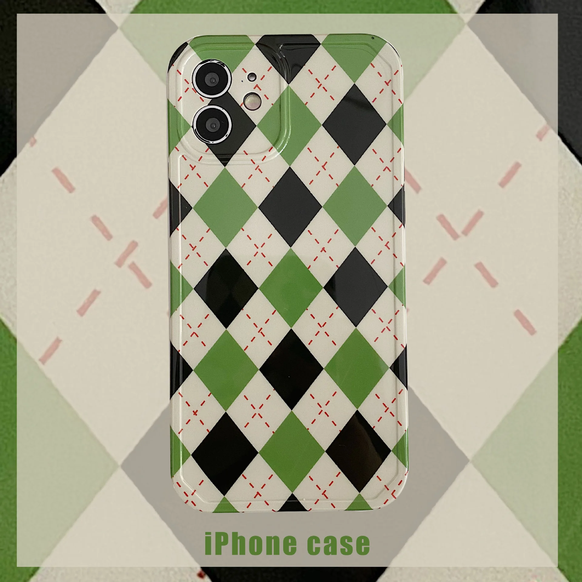 

Ins Black And Green Rhomboid For 1113pro Max Mobile Phone Case 12/xsmax
