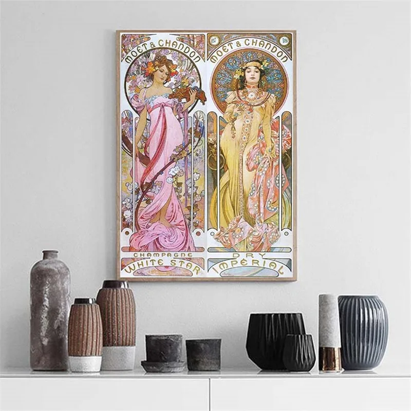 Винтажные иллюстрационные холщовые плакаты и принты Alphonse Fly декоративные