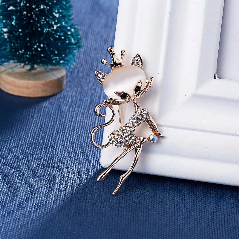 

Creative Temperament Trendy Cartoon Animal Rhinestone Opal Brooch for Women 2021