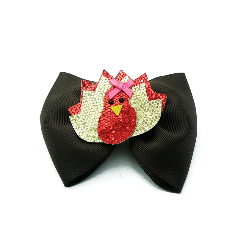 Adogirl Sequine Chicken Ribbon Girls Hair Bows Handmade Embroidery baby Hairpin Fashion scarecrow Braids Kids Barrettes | Детская одежда