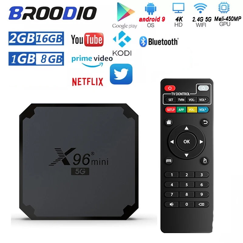 2021 X96 Мини ТВ-приставка Android 9.0 4K HDR 2 Гб 16 Amlogic S905W четырехъядерный 1 ГБ 8 4 5G Wifi 100M LAN