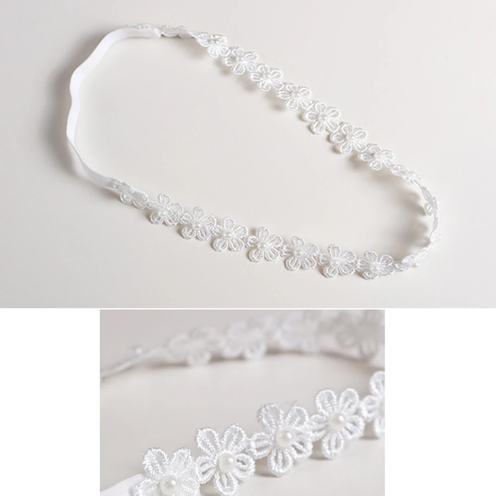 Sparkling Pearls Baby Head Band Elastic Newborn Photography Accessories Rhinestones Girls Headbands Lace Rompers Clothes | Детская