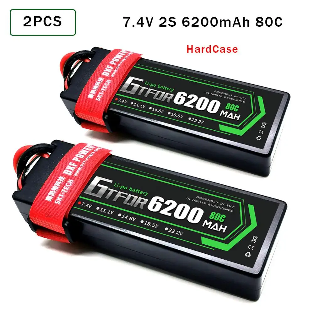 gtfdr lipo батарея 2s 74 v 6200mah 80c 160c xt60 rc части hardcase lipo 2s дл