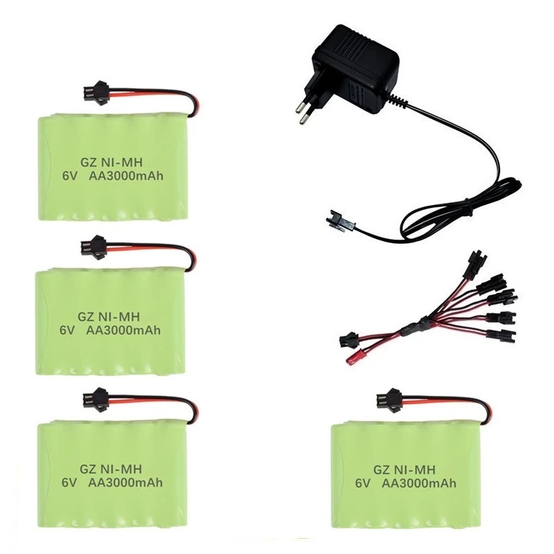 Сиренево-синего цвета 6v 3000mAh аккумулятор и зарядное устройство для радиоуправляемых автомобилей Роботы танки пистолетные лодки 6v NiMH Аккумулятор Aa 2400mah 6v перезаряжаемый аккумулятор - Цвет: Сиренево-синего цвета