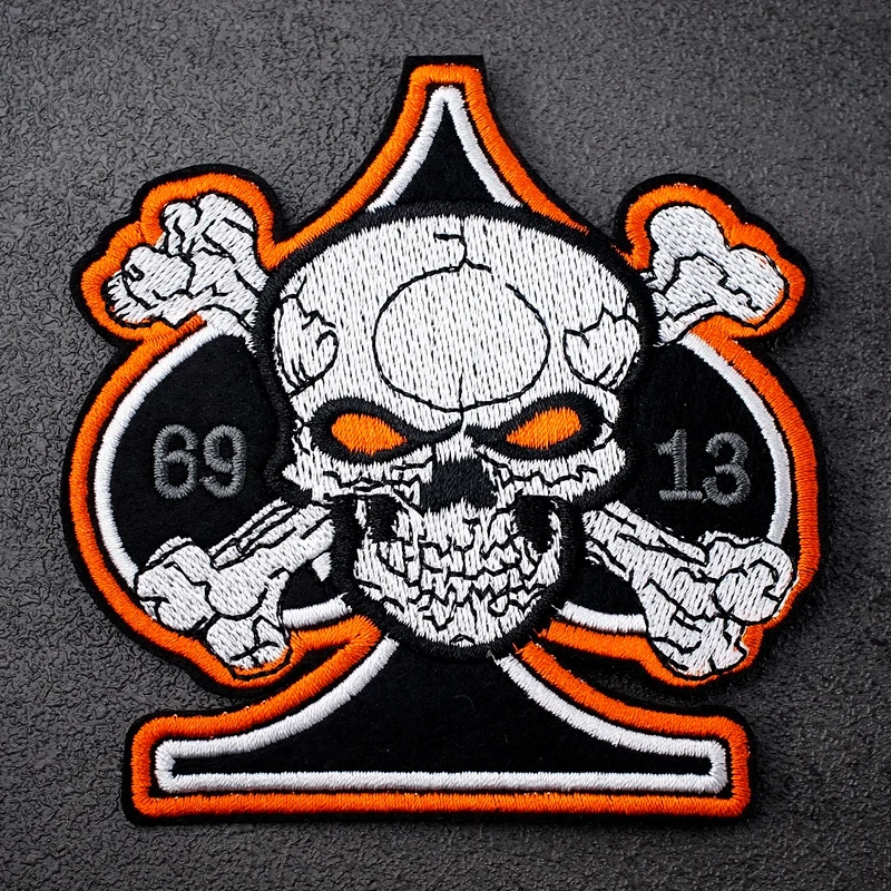 Размер черепа: 9 7x10 см нашивка сделай сам значок с вышивкой милый хиппи наклейки