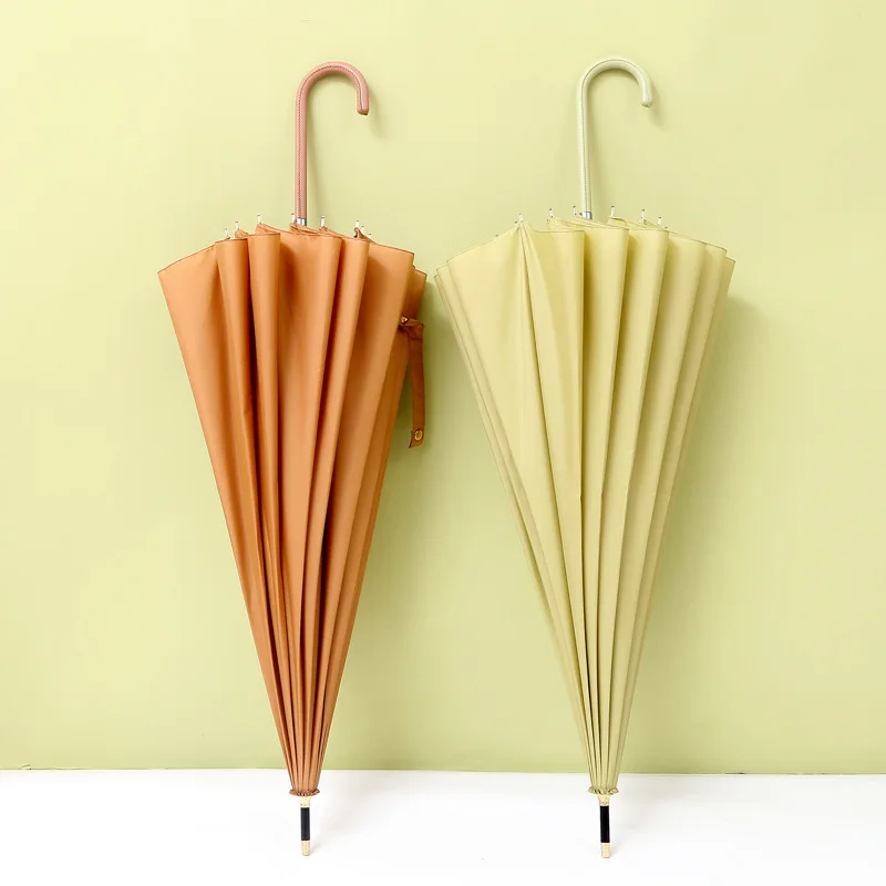 Простой 16K прямой зонт однотонный японский маленький свежий Зонт с длинной
