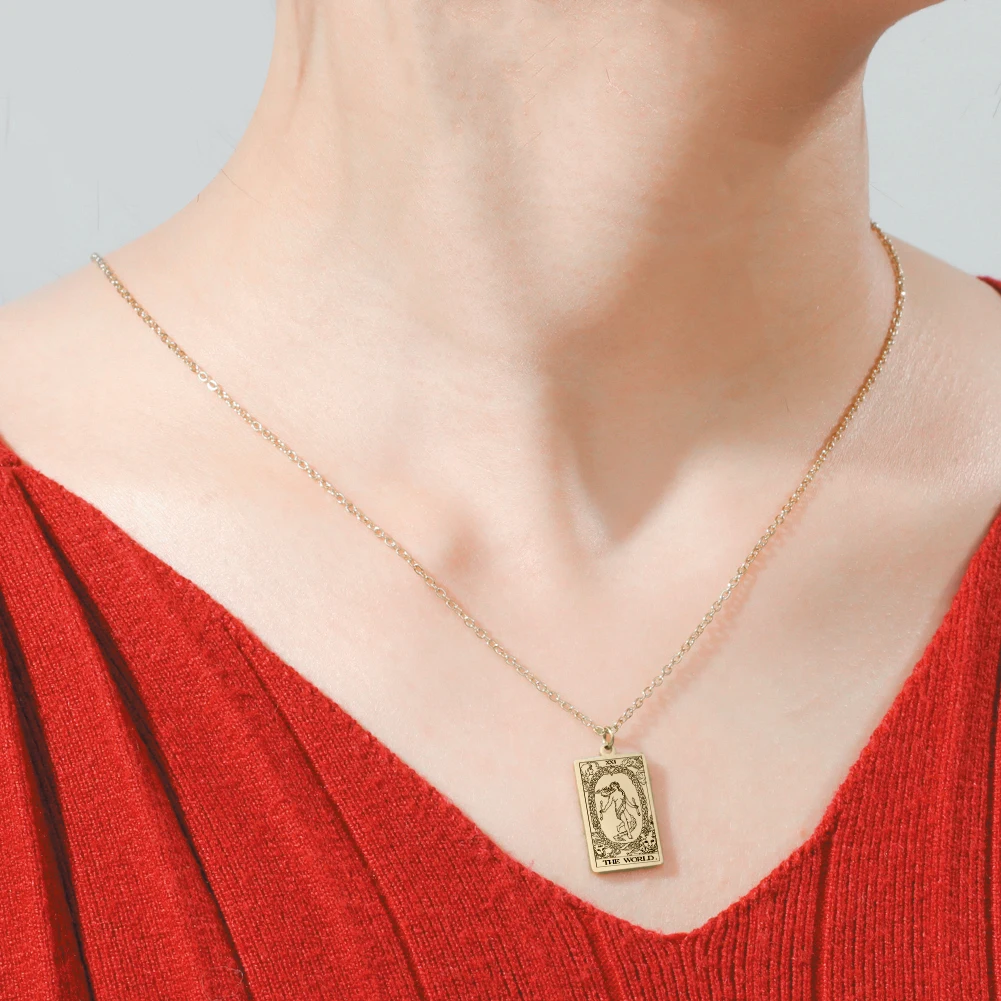 Dawapara ожерелье из нержавеющей стали с карточками Таро имитация гадания арканы