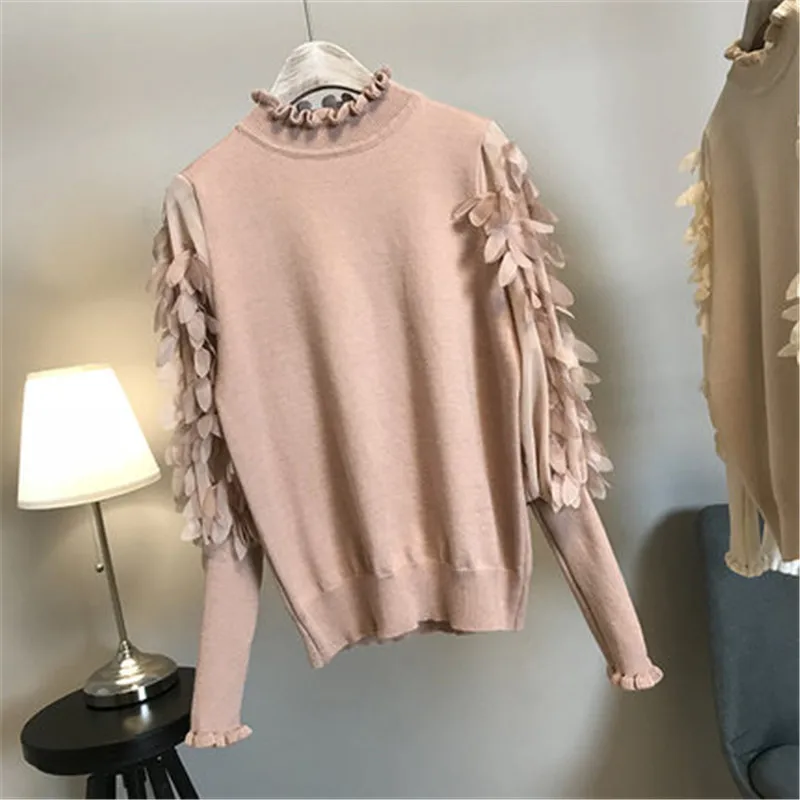Свитер женский трикотажный с рукавами-фонариками на весну и осень | Женская