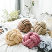 ball shape hand knot pillow fashion diy chunky yarn hand woven cushion for home decor sofa chair back cushions 15 colors