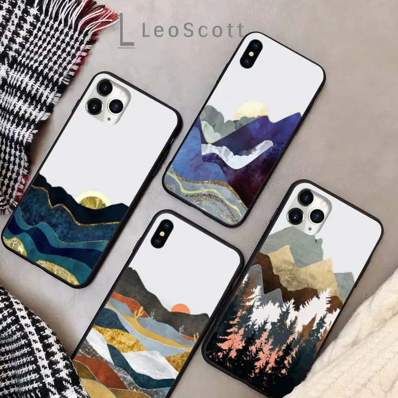 

Mountain Marble Moon art Phone Case for iPhone 11 12 pro XS MAX 8 7 6 6S Plus X 5S SE 2020 XR Soft silicone