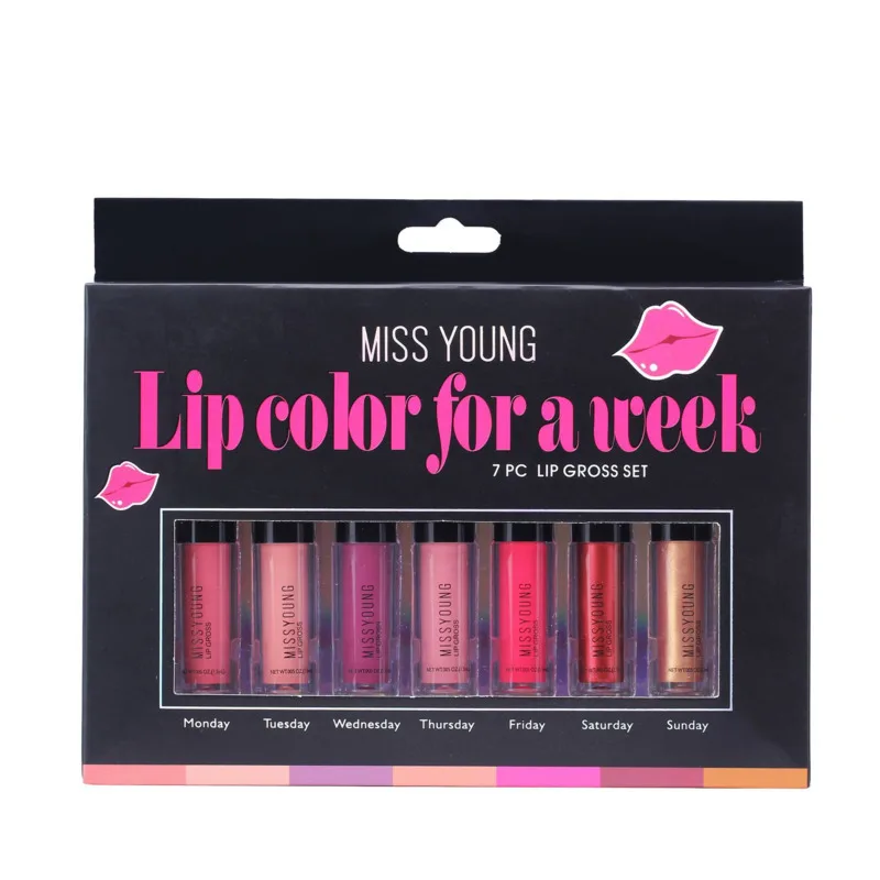 Новый 7 шт./компл. в бежевом и красном цветах бархатный матовый блеск для губ