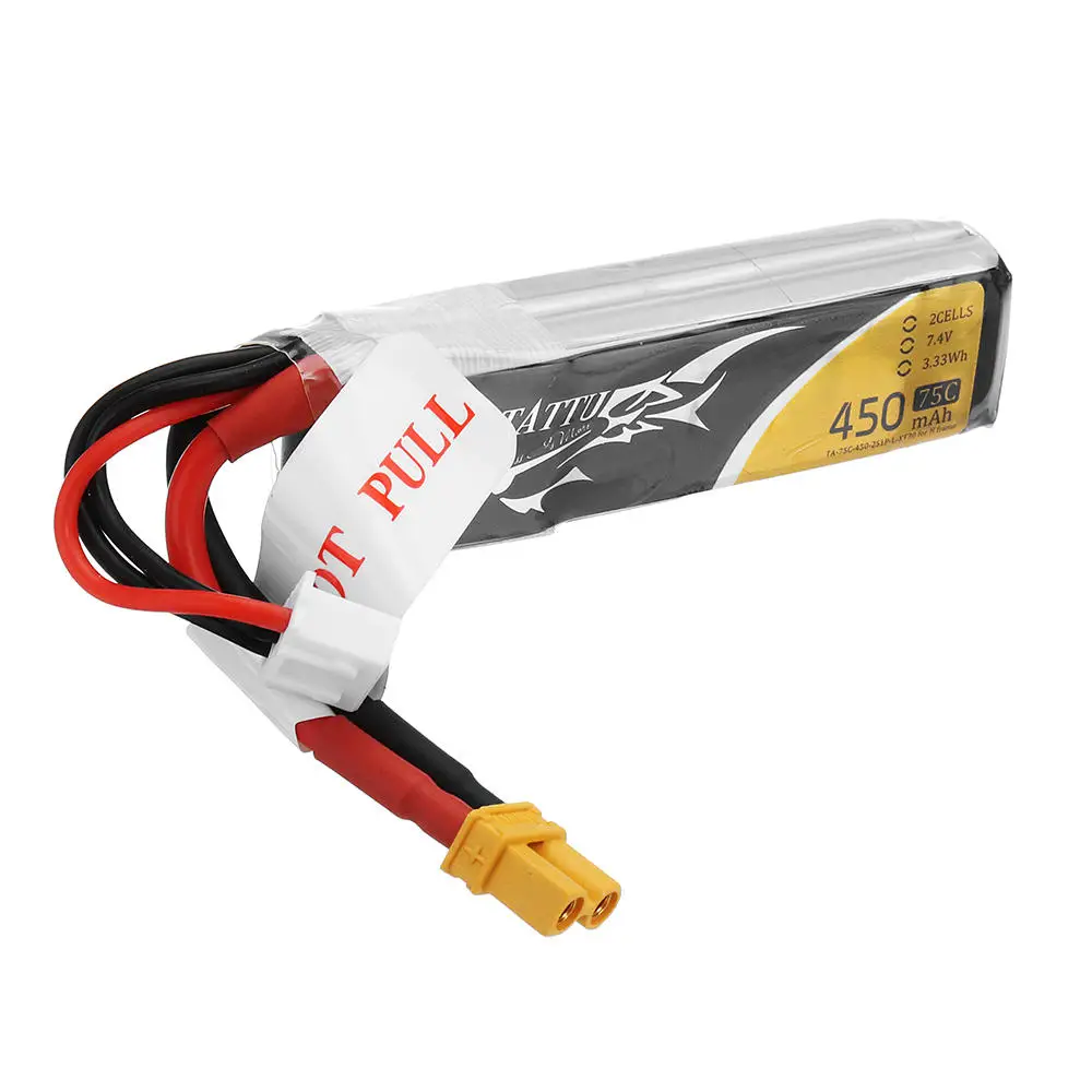 4 шт. ACE Tattu 450mAh 75C 14 8 V 7 4S 2S Lipo батарея XT30 XT60 T Разъем для RC FPV гоночный Дрон|Детали и