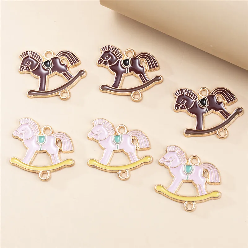 

10 шт./лот эмалевая подвеска в виде лошади в виде животного для женщин и девушек, самодельные серьги, браслет, ожерелье, аксессуары для изгото...