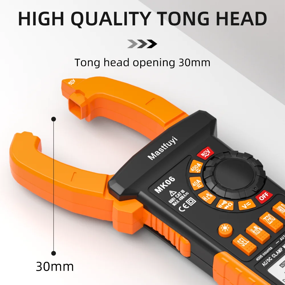 AC/DC Digital Clamp Meter T-RMS 4000 Counts Auto-ranging NCV AC DC Current Voltage Resistance Capacitance Frequency Multimeter |
