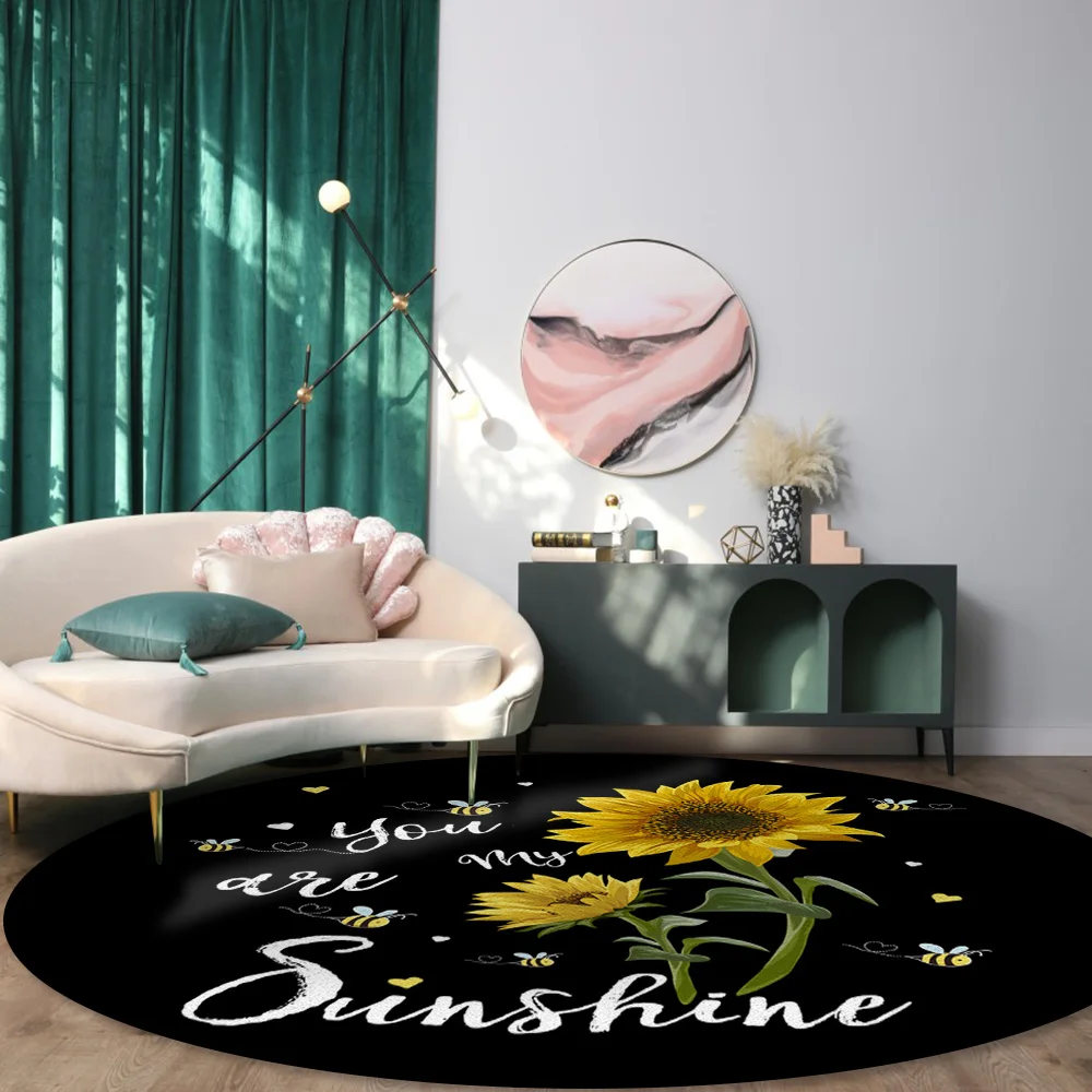 You Are My Sunshine Подсолнухи пчела круглые ковры для гостиной спальни кресла коврик