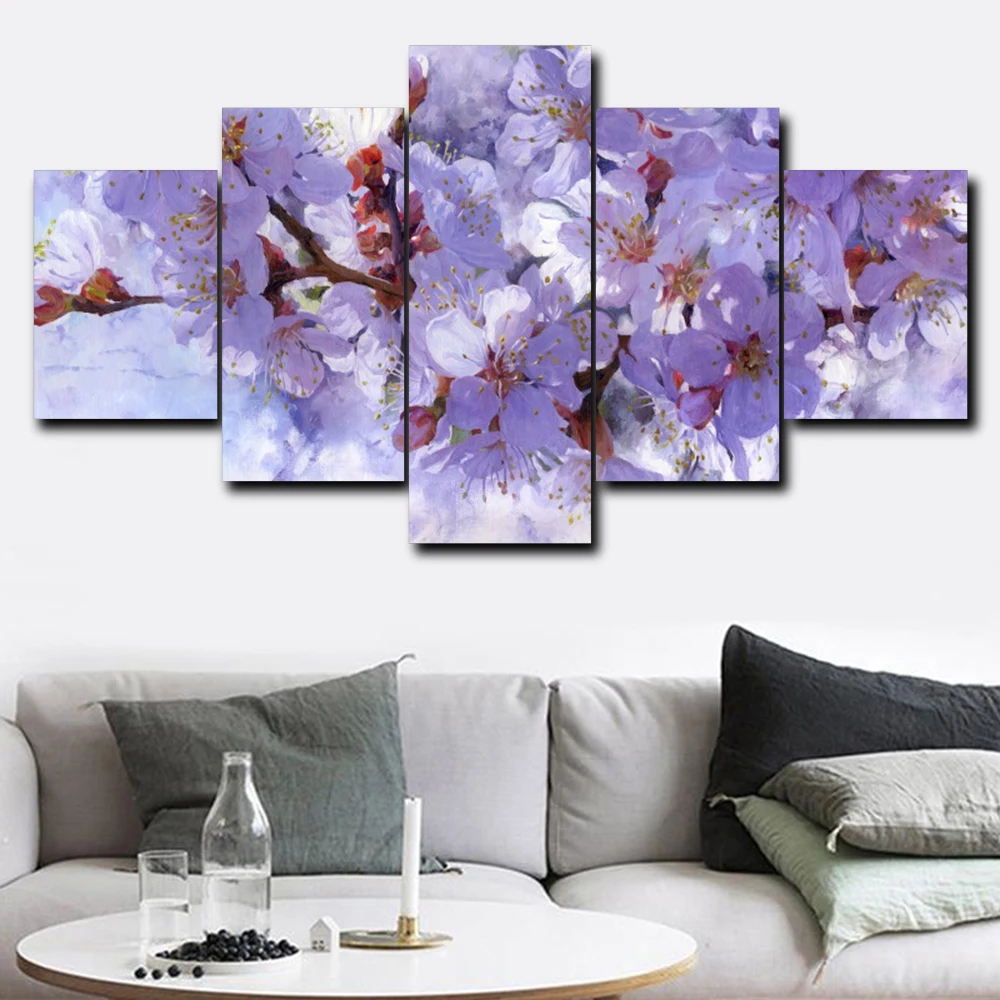 

Painting Blooming Flower Full Round Drill Diamond 5D 5 Pcs Embroidery Cross Stitch Pictures Modern Mosaic Wall Art Home Decor