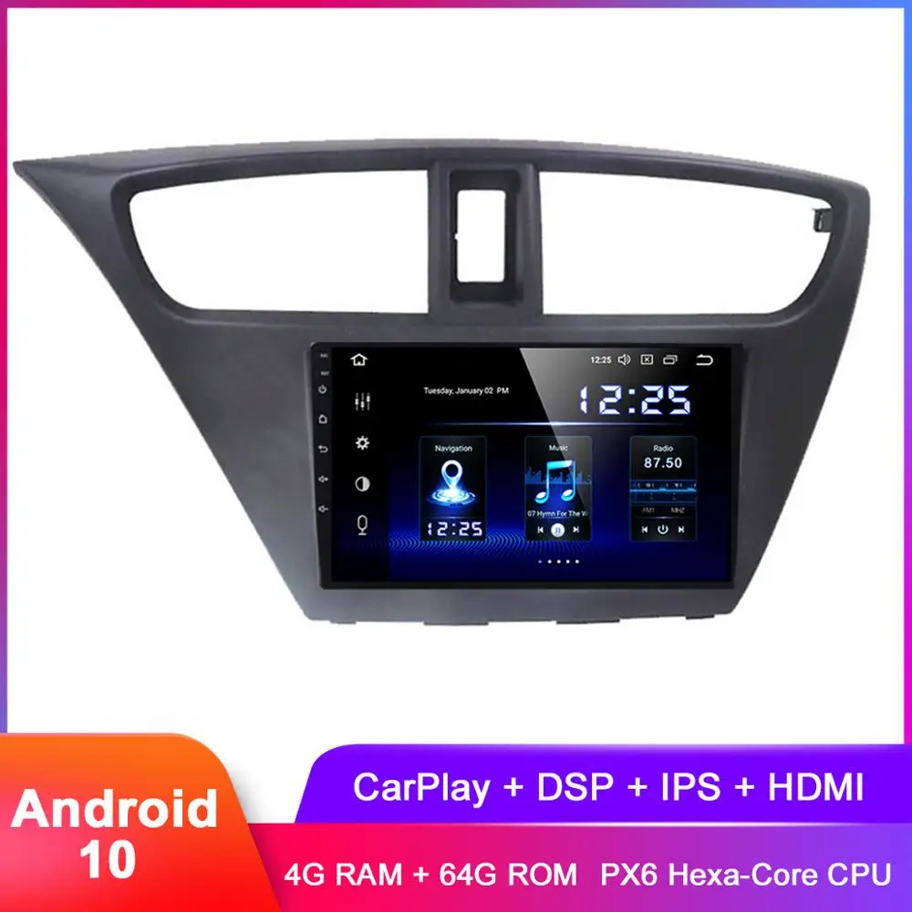 Dasaita 7 &quotAndroid 10 автомобильный стерео GPS для Civic2012 хэтчбек 2013 2014 2015 2016 двойной Din Авто