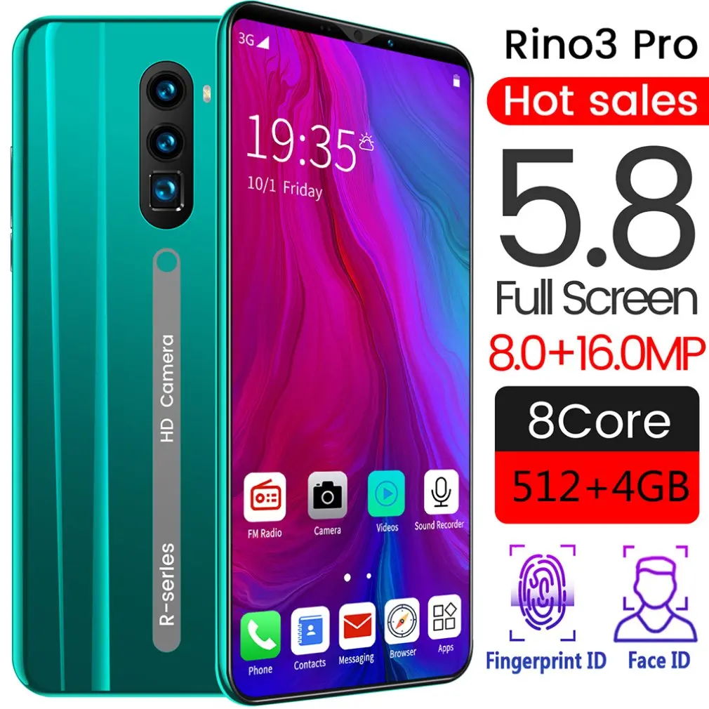 

5.8 Inches High Definition Screen Green Intelligent Mobile Phone 512MB+4G 2 Megapixel 2000mah Fingerprint Unlock