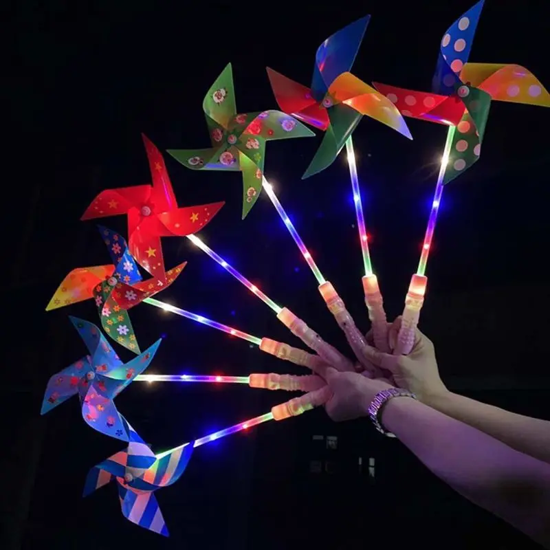 

10 Pcs Glowing Plastic Windmill Pinwheel Wind Spinner Garden Yard Lawn Party Ornaments Decor Kids Outdoor Toys