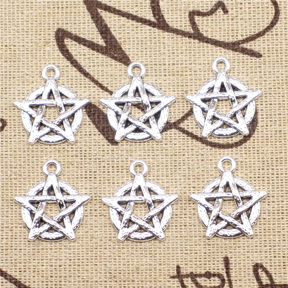 

Supplies For Jewelry Making 20pcs 19x18mm Antique Silver Color Pitted five-pointed Star Charms