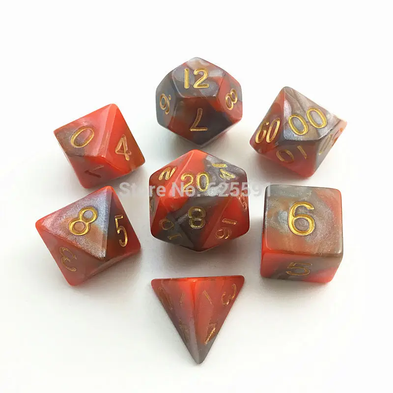 Новинка 7 шт./компл. разноцветные цифровые игральные кости набор RPG d4 d6 d8 d10 d % d12 d20