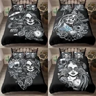 Комплекты постельного белья с изображением черепа розы, комплект с пододеяльником QueenKing, Mr, Mrs, на Хэллоуин, День Святого Валентина, Комплект постельного белья с изображением черепа для пар