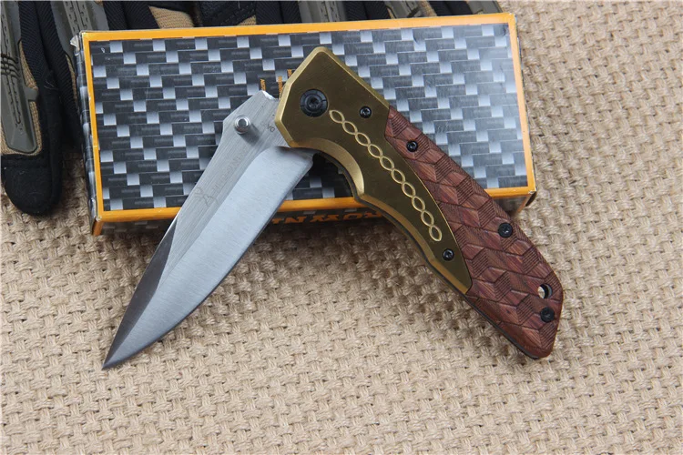 

120PCS BROWNING DA77 Folding Knife Stainless Steel Blade Wooden Handle Pocket Knife Outdoor Hunting Survival Knife Tactical EDC