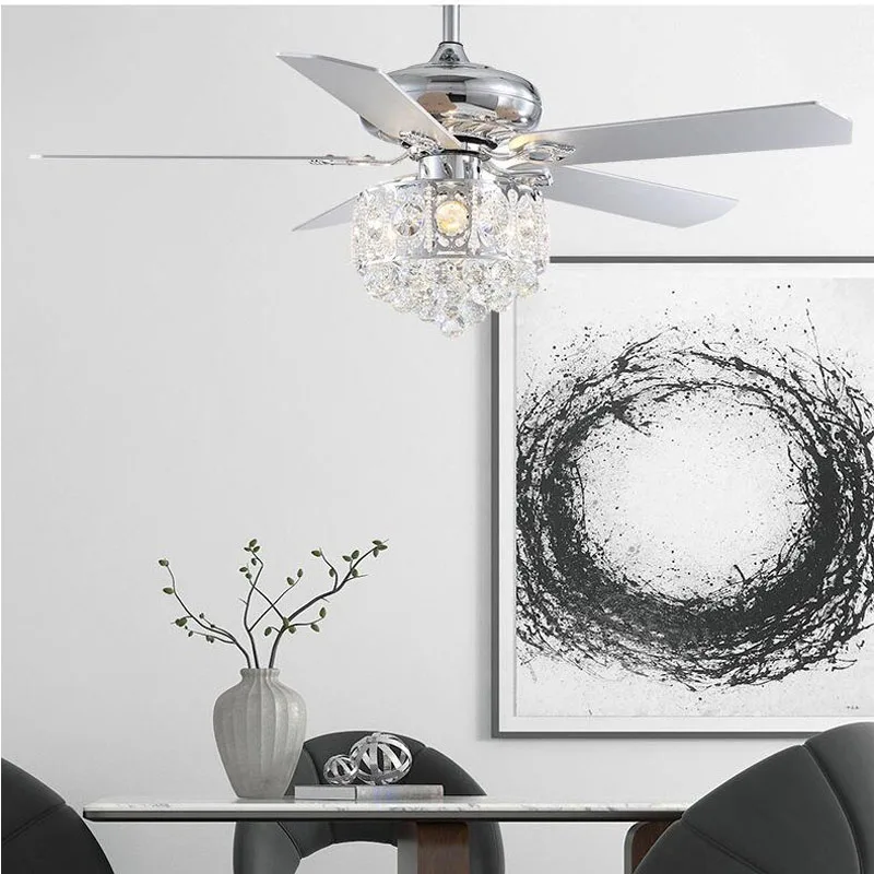 Роскошный круглый хрустальный потолочный вентилятор с подсветкой